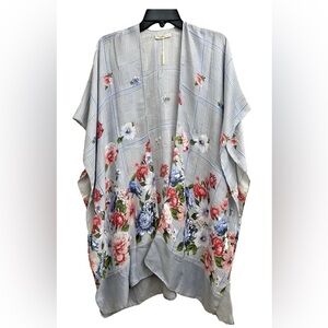 Do Everything in Love Blue and White Plaid Kimono